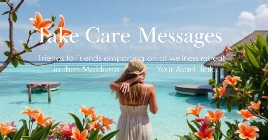 Take Care Messages for Friends embarking on a wellness retreat in the Maldives